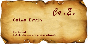 Csima Ervin névjegykártya