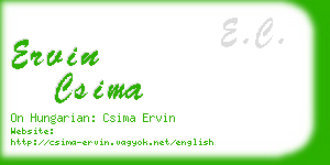 ervin csima business card